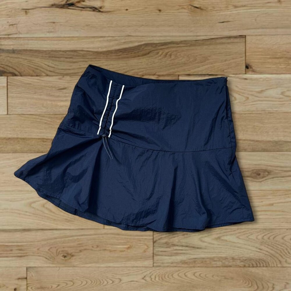 NWT Zara RARE navy blue adjustable waist mini skort with white side stripes - Picture 2 of 6